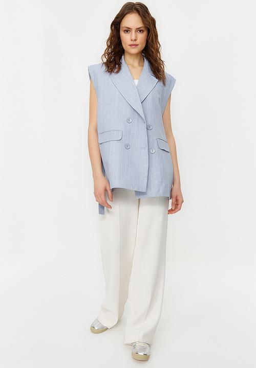 Trendyol - Oversized Fit  Button-Up Extra Wide Woven Waistcoat -Blue