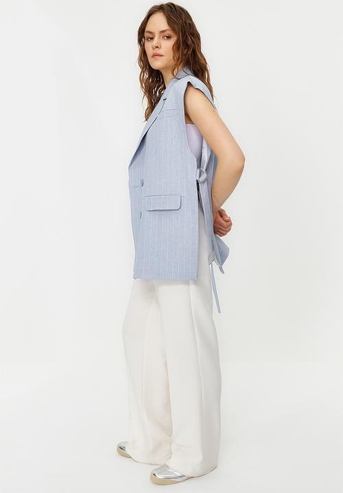 Trendyol - Oversized Fit  Button-Up Extra Wide Woven Waistcoat -Blue