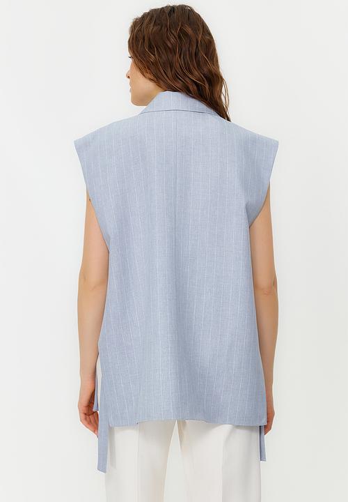 Trendyol - Oversized Fit  Button-Up Extra Wide Woven Waistcoat -Blue