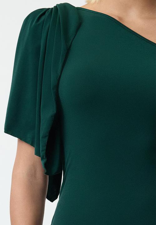 Trendyol - One Shoulder Evening Dress - Emerald