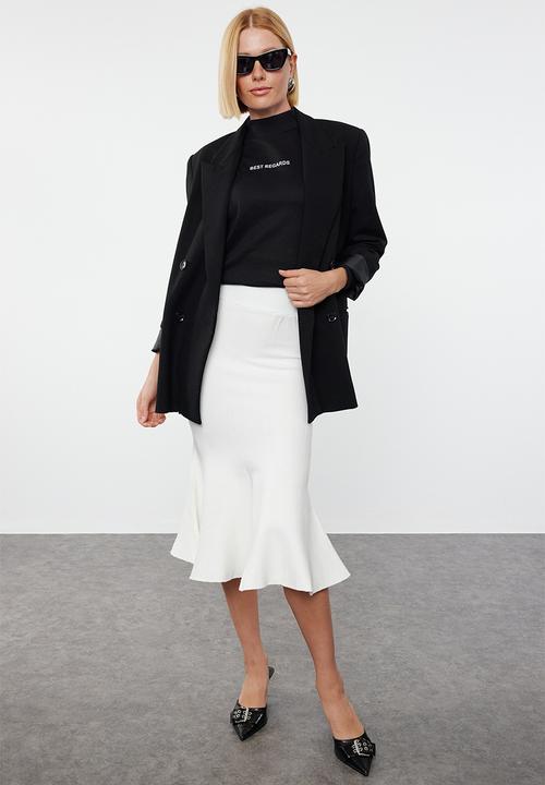 Trendyol - Premium Yarn Midi Knit Skirt - Bone
