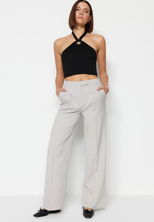 Trendyol - Wide leg high waist woven trousers - grey