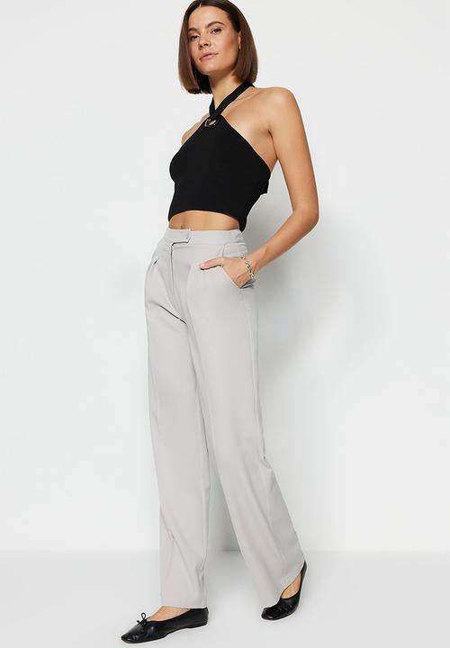 Trendyol - Wide leg high waist woven trousers - grey