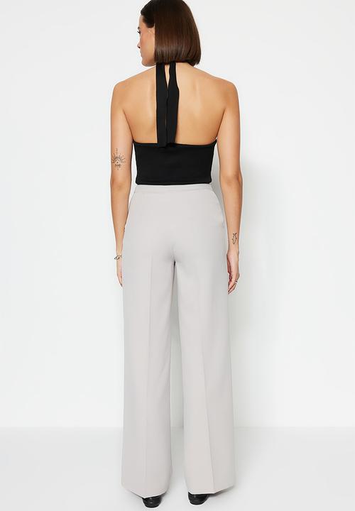 Trendyol - Wide leg high waist woven trousers - grey