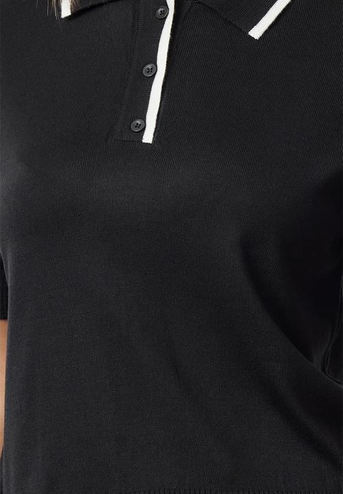 Trendyol - Premium Yarn Color Block Knit Blouse - Black