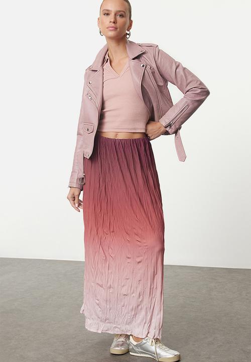 Trendyol - Claret Gradient Pleated Maxi Skirt - Red