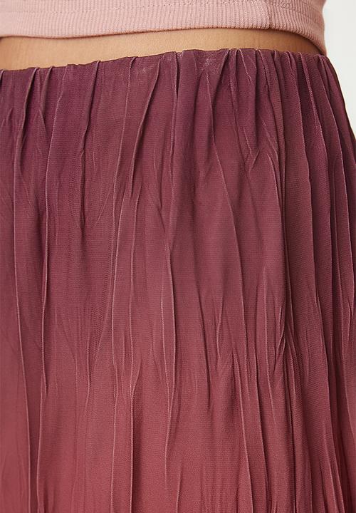 Trendyol - Claret Gradient Pleated Maxi Skirt - Red