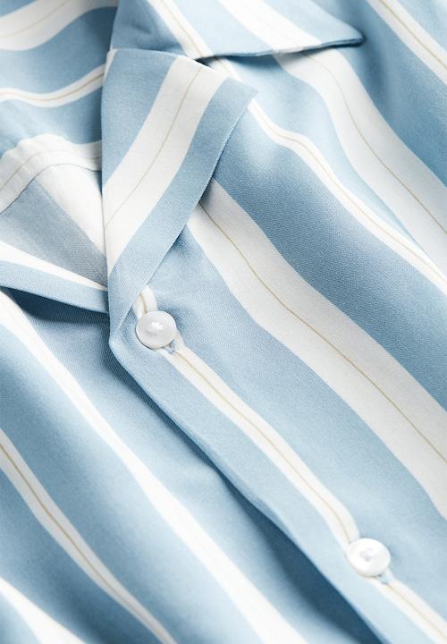 H&M - Patterned resort shirt - light blue & white striped