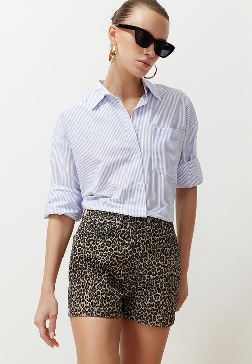Trendyol - Leopard Print Brown Shorts & Bermuda - Brown