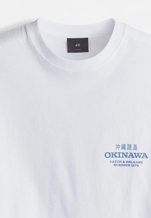 H&M - Loose fit printed t-shirt - white okinawa