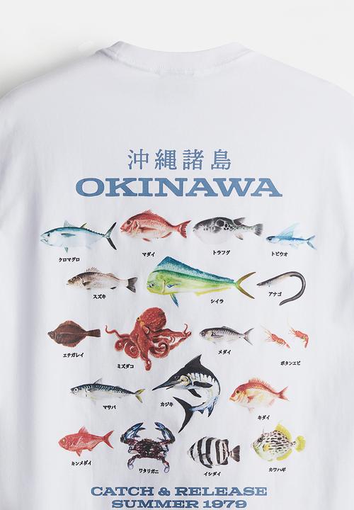 H&M - Loose fit printed t-shirt - white okinawa