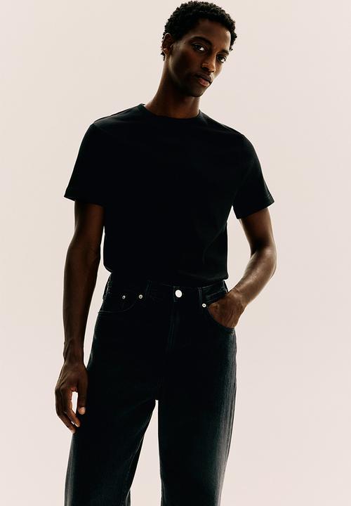 H&M - Slim fit ribbed t-shirt - Black