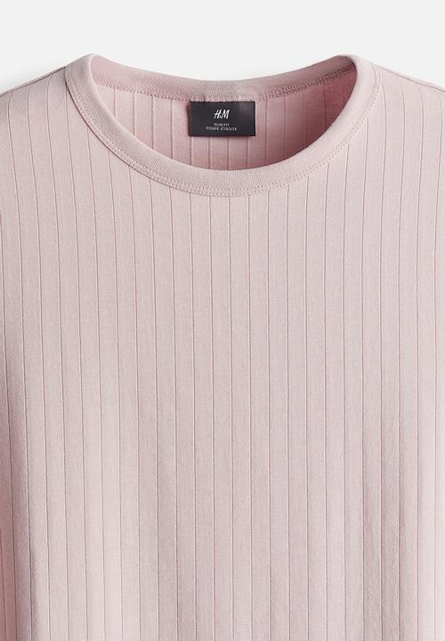 H&M - Slim fit ribbed lyocell-blend T-shirt - pink