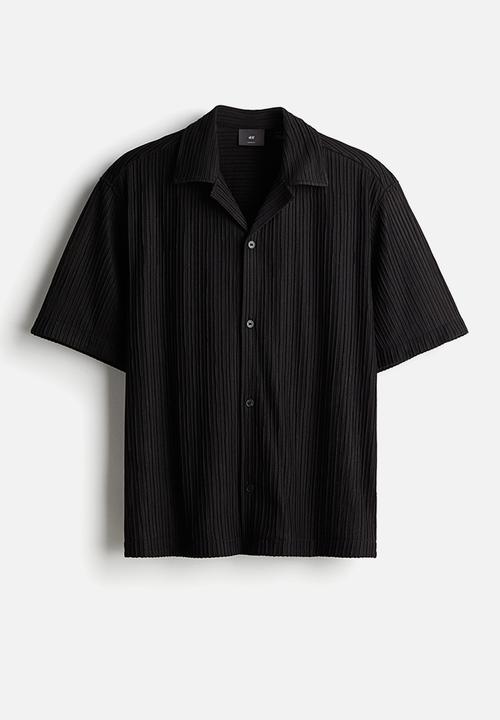 H&M - Loose fit textured resort shirt - black