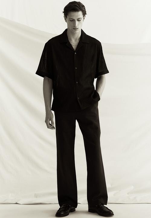 H&M - Loose fit textured resort shirt - black