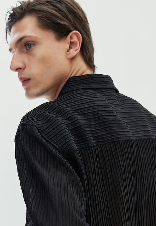 H&M - Loose fit textured resort shirt - black