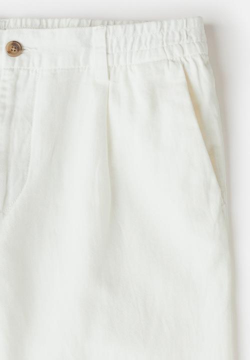 H&M - Regular fit linen-blend trousers - white