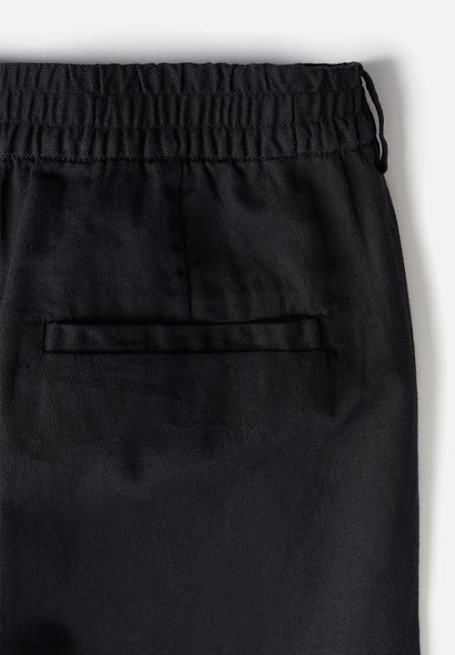 H&M - Regular fit linen-blend trousers - black