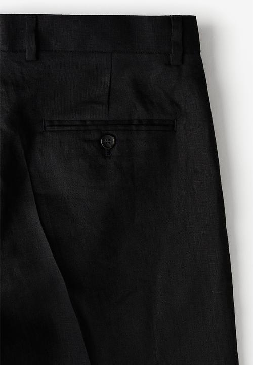 H&M - Relaxed fit tailored linen shorts - black