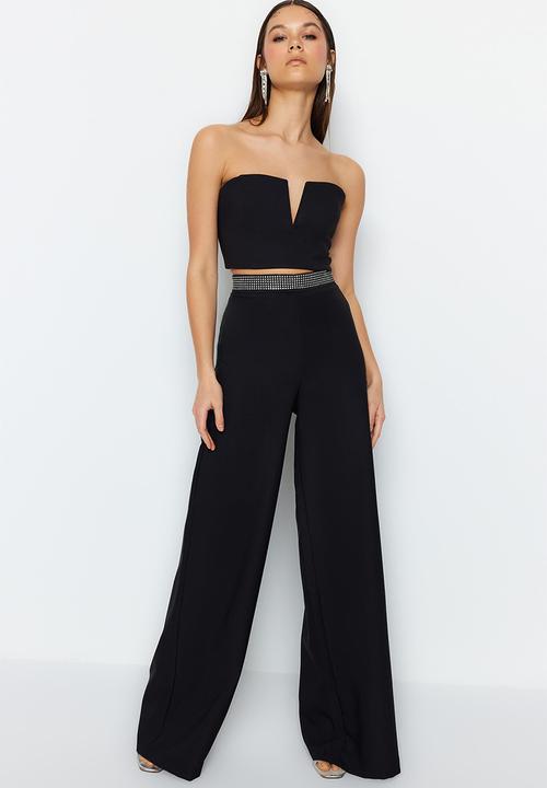 Trendyol - Belt Detailed Woven Trousers - Black
