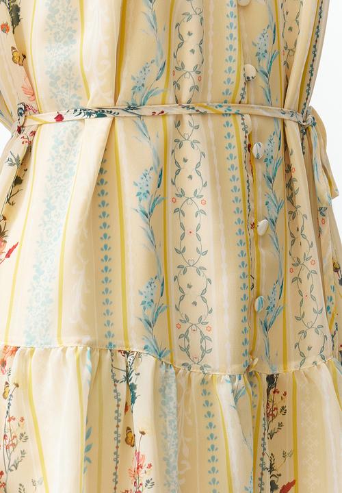Trendyol - Floral Layered Chiffon Dress - Yellow