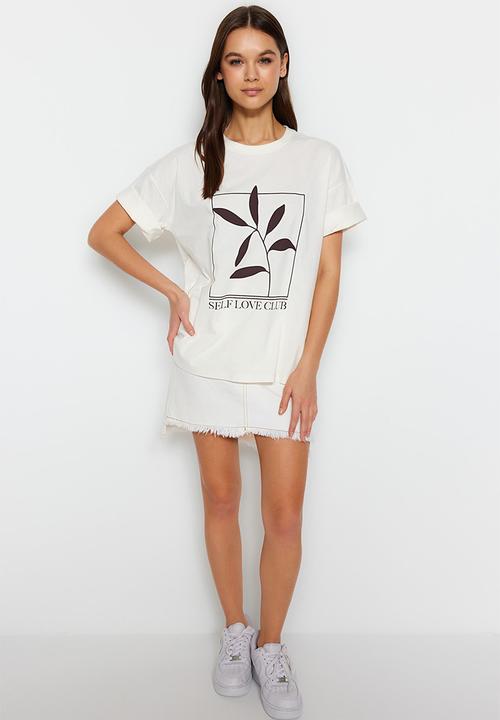 Trendyol - Printed relaxed t-shirt - ecru