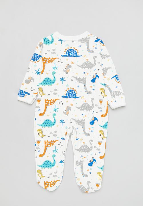 Pop Candy - Dino print babygrow- white
