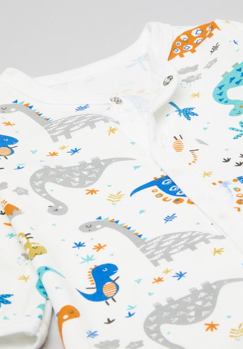 Pop Candy - Dino print babygrow- white