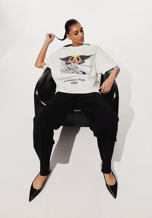 H&M - Oversized printed t-shirt - cream aerosmith 