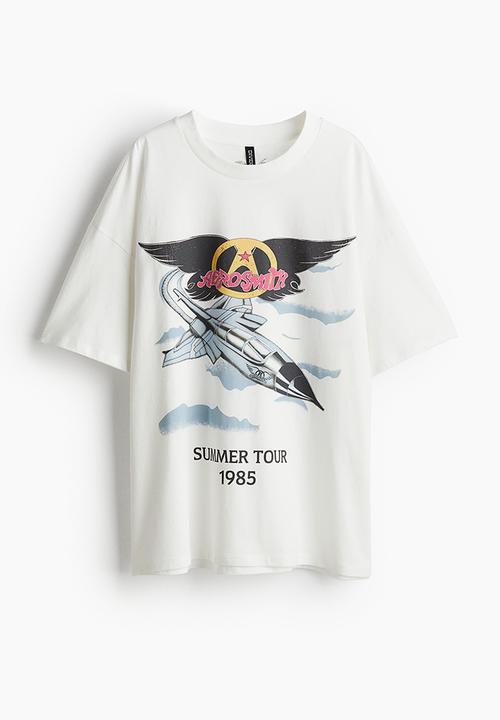 H&M - Oversized printed t-shirt - cream aerosmith 