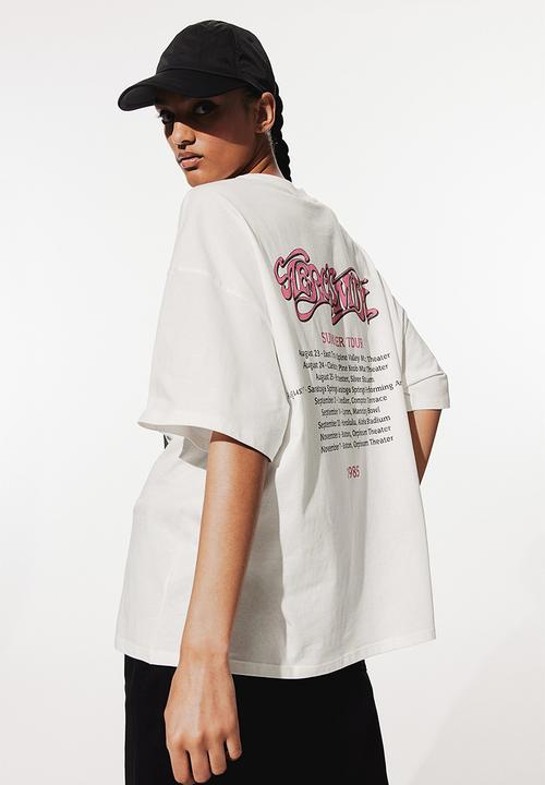 H&M - Oversized printed t-shirt - cream aerosmith 