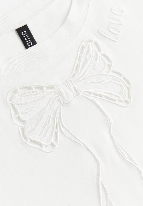 H&M - Oversized T-shirt - cream bow