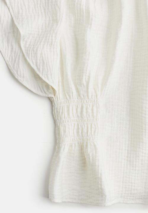 H&M - Textured-weave blouse - white
