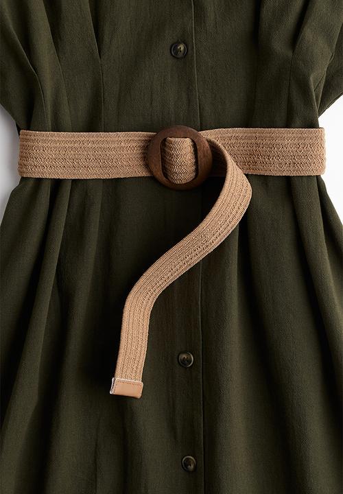 H&M - Belted shirt dress - green