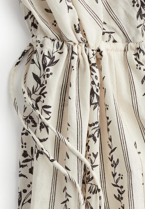 H&M - Oversized cotton dress - cream/black floral