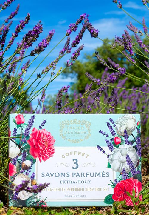 Panier Des Sens - Extra-Gentle Perfumed Soap Trio Set - Blue Lavender, Cotton Flower, Rose Nectar