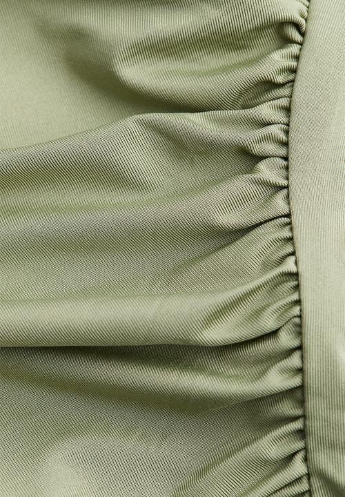 H&M - Cropped one-shoulder top - light khaki green