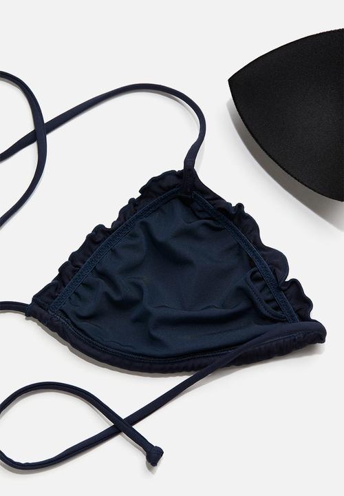 H&M - Padded triangle bikini top - navy blue
