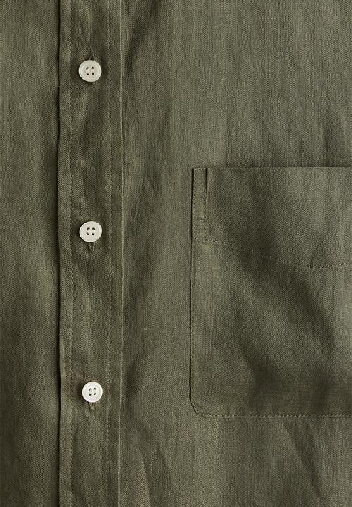 H&M - Oversized linen shirt - dark khaki green