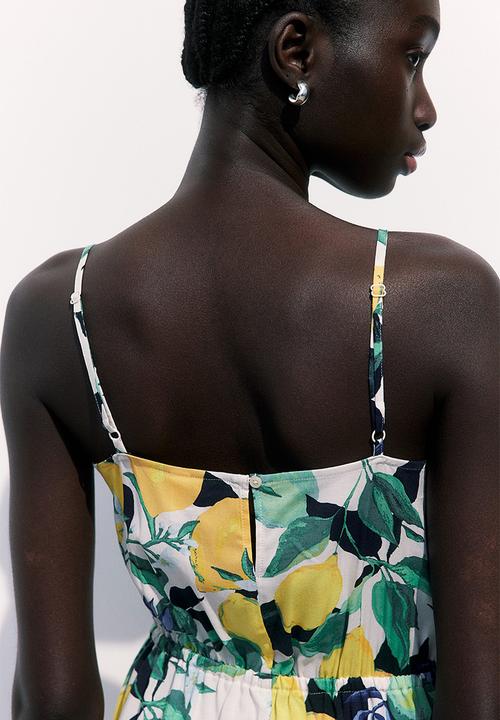 H&M - Strappy viscose dress - cream lemons
