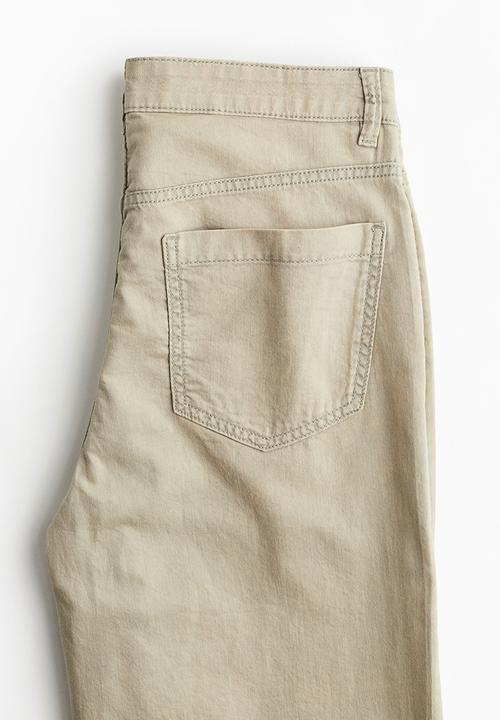 H&M - Straight twill trousers - Light green-beige