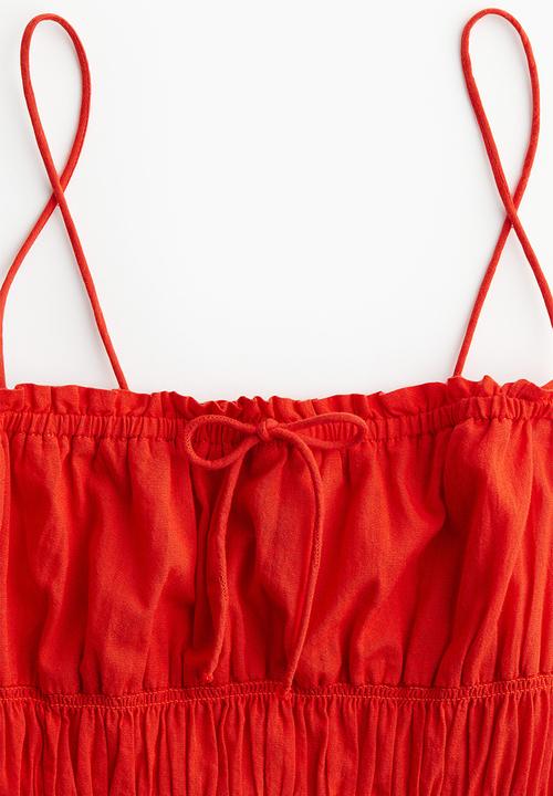 H&M - Smocked bodycon dress - red