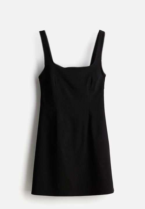 H&M - Picot-trimmed jersey dress - black