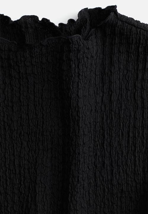 H&M - Textured jersey top - black