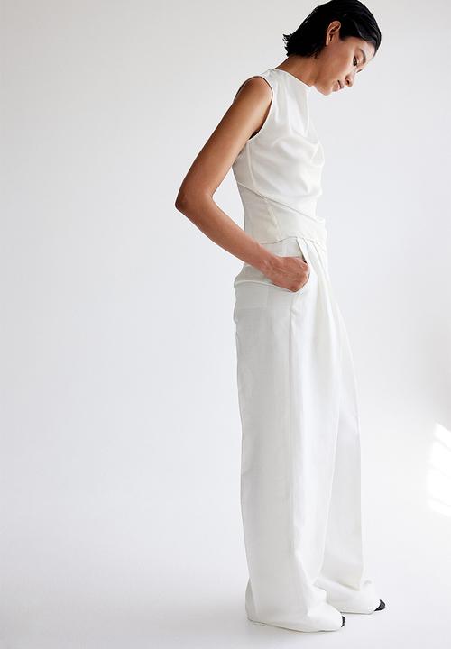 H&M - Draped satin top - white