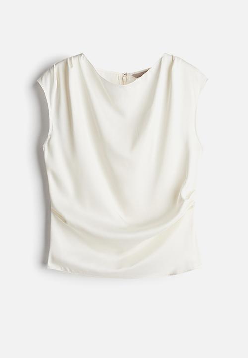 H&M - Draped satin top - white