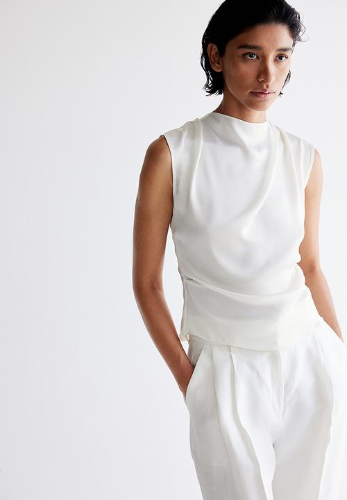 H&M - Draped satin top - white