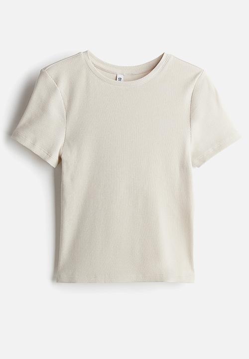 H&M - Fitted T-shirt - light greige 