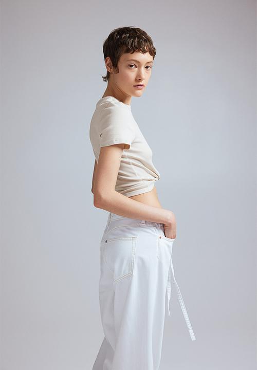 H&M - Fitted T-shirt - light greige 