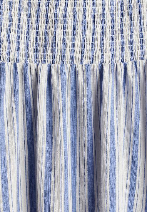 H&M - Tie-strap smocked dress - white,blue,multi
